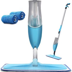 Eyliden Microfiber Spray Mop , 2 Washable Mop Pad for  Home Kitchen Floor Cleaning Wet and Dry Easy Wring 600ml (Blue)