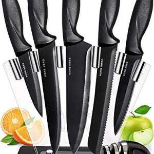 Home Hero ?C Kitchen Knives ?C Check Knife Set with Block ?C Stainless Steel Kitchen Knives with Stand ?C 7 Pieces