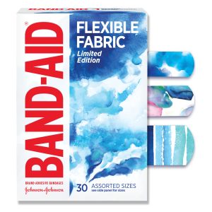 Band-Aid Brand Flexible Fabric Bandages, Water Color, Assorted, 30 Ct