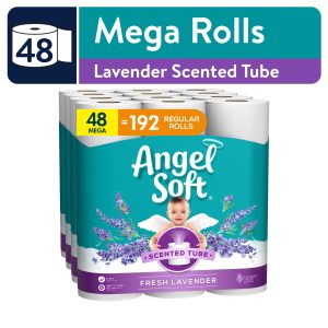 Angel Soft Toilet Paper with Fresh Lavender Scented Tube, 48 Mega Rolls (4 Packs of 12 Rolls)