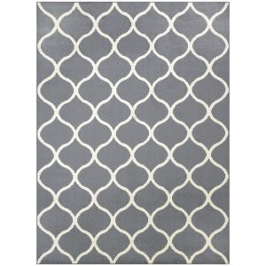 Mainstays Transitional Fretwork Graphite Gray Living Room Area Rug, 5'x7??