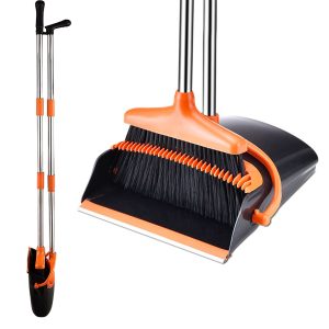 M BUDER Broom and Dustpan/Dustpan with Broom Combo with 50??? Long Handle for Home Kitchen Room Office Lobby Floor Use Upright Stand up Broom and Dustpan Set for Home
