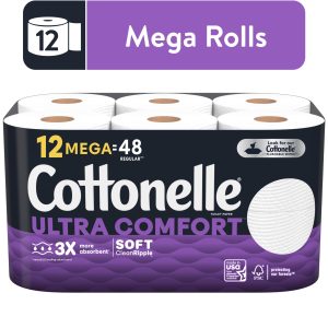 Cottonelle Ultra Comfort Toilet Paper, 12 Mega Rolls, 268 Sheets per Roll